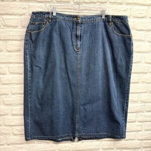 Vtg‎ Venezia Dark Wash Denim Maxi Skirt 30W Long Modest Western Y2K Classic Jean